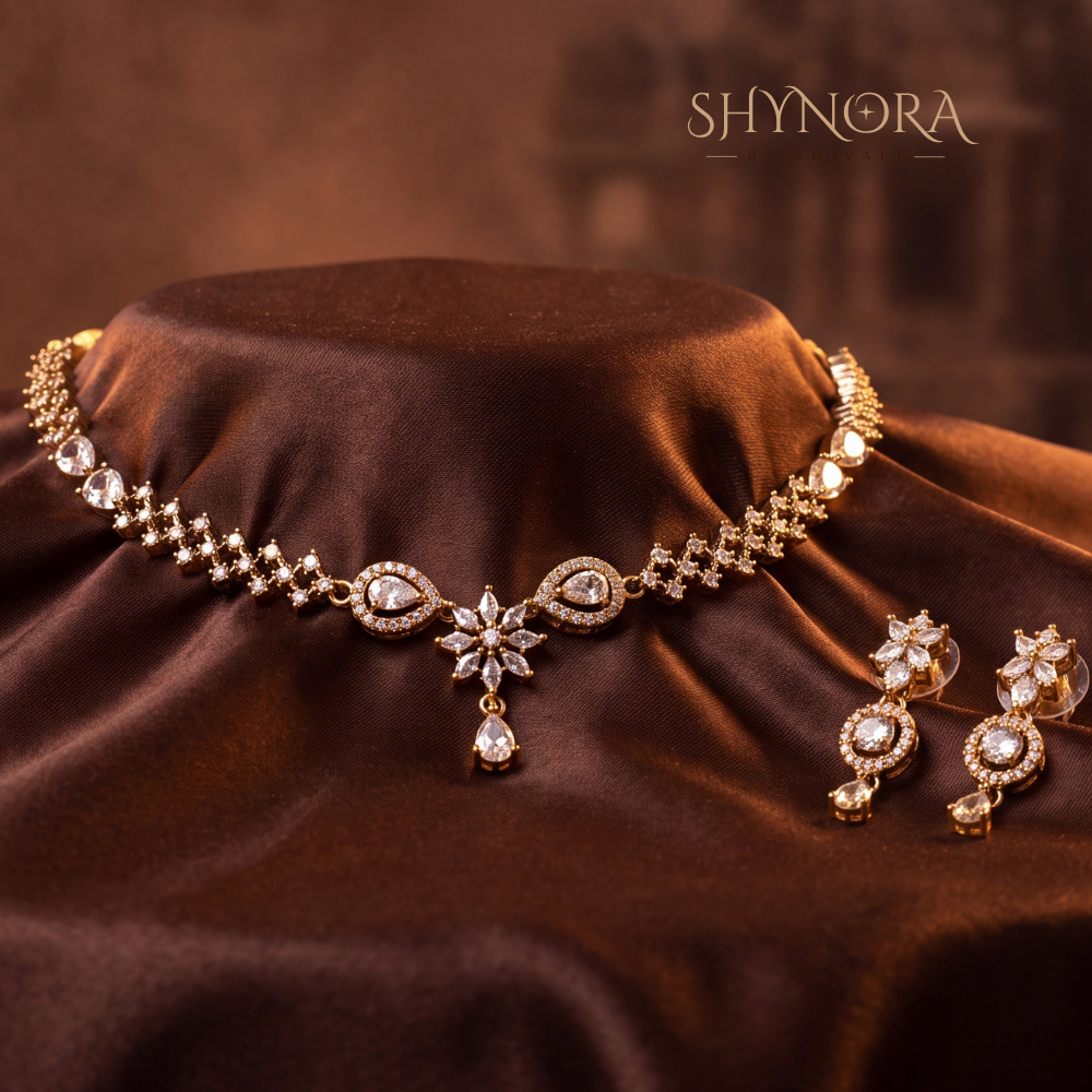 Dainty Pear Drop Necklace Set – Shynora By Shivali
