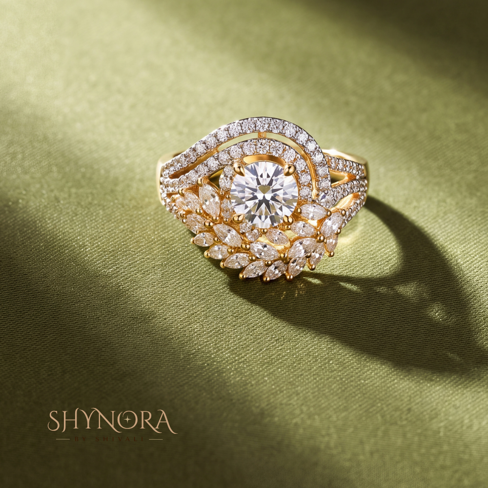 Heart Shield Cluster Cocktail Ring – Shynora By Shivali