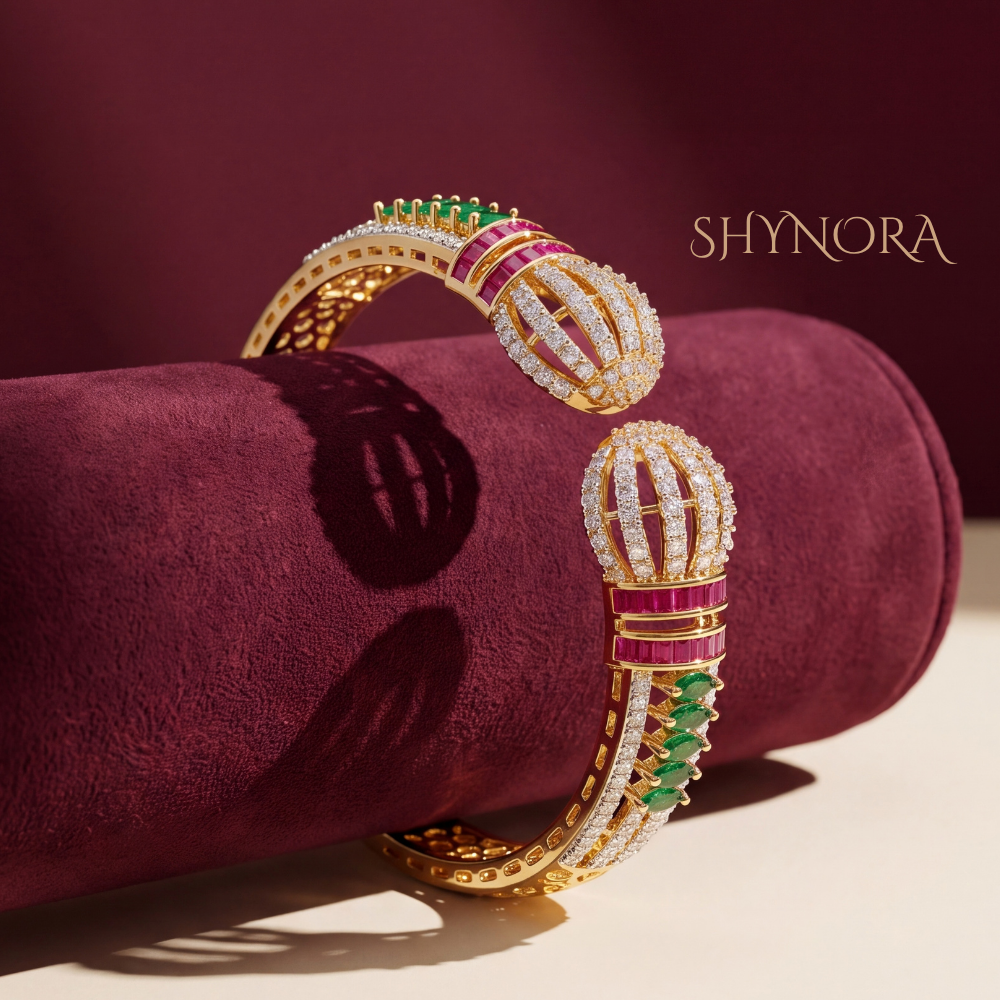 Multicolor Gemstone Studded Gold Kada – Shynora By Shivali