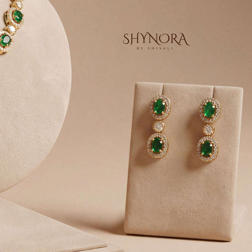 Emerald Round Delicate Necklace Set – Shynora By Shivali