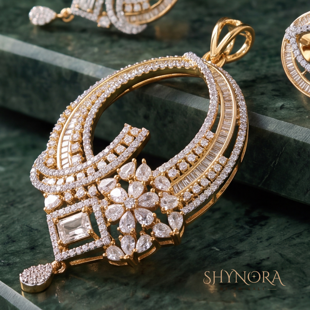 Regal Swirl Loop AD Pendant Set – Shynora By Shivali