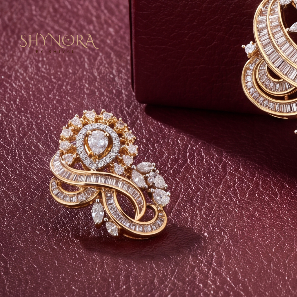 Ribbon Swirl Cluster AD Pendant Set – Shynora By Shivali