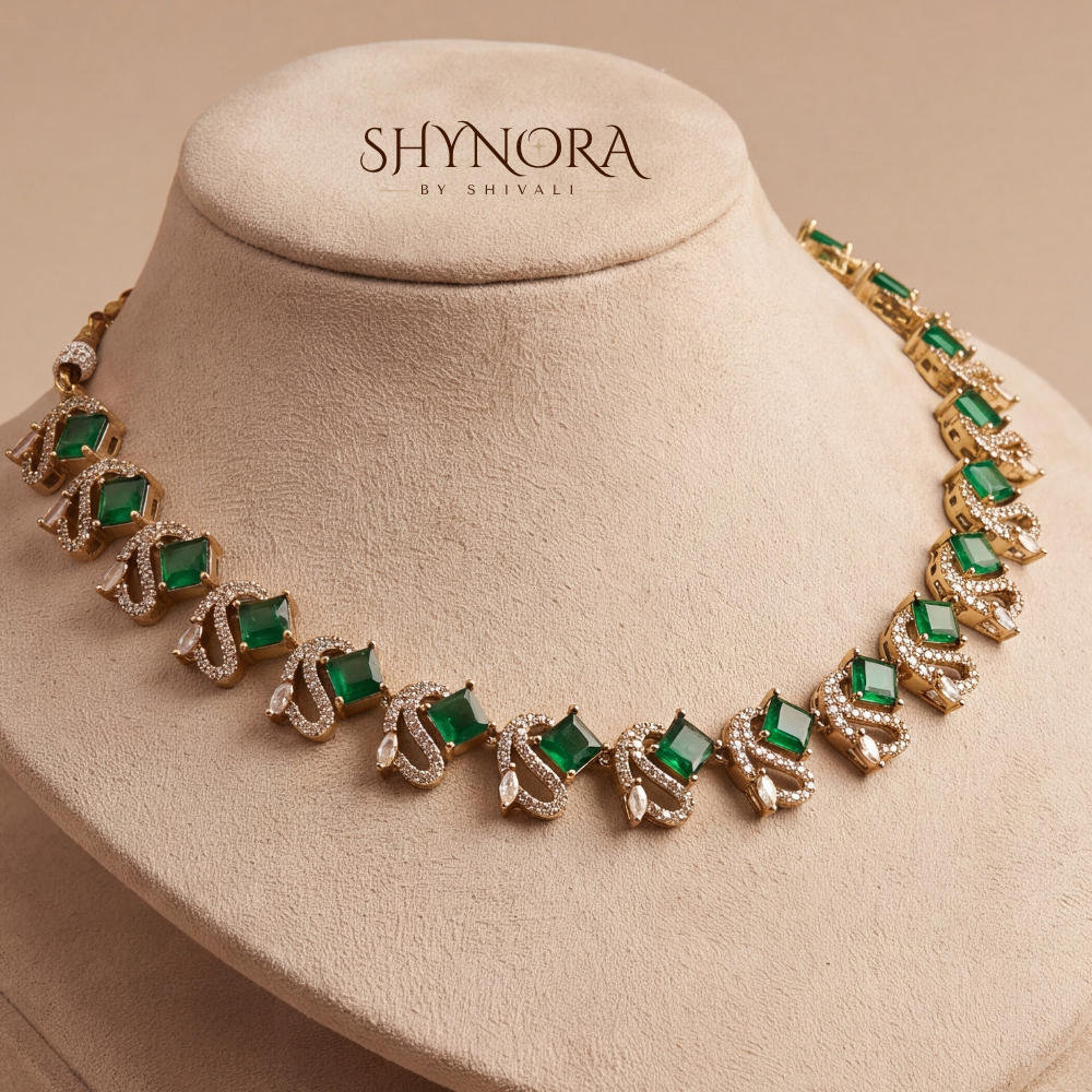 Emerald Kite Link Necklace Set – Shynora By Shivali