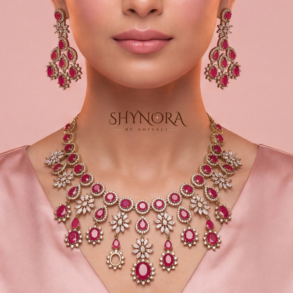Ruby Elaborate Bib Necklace Set – Shynora By Shivali
