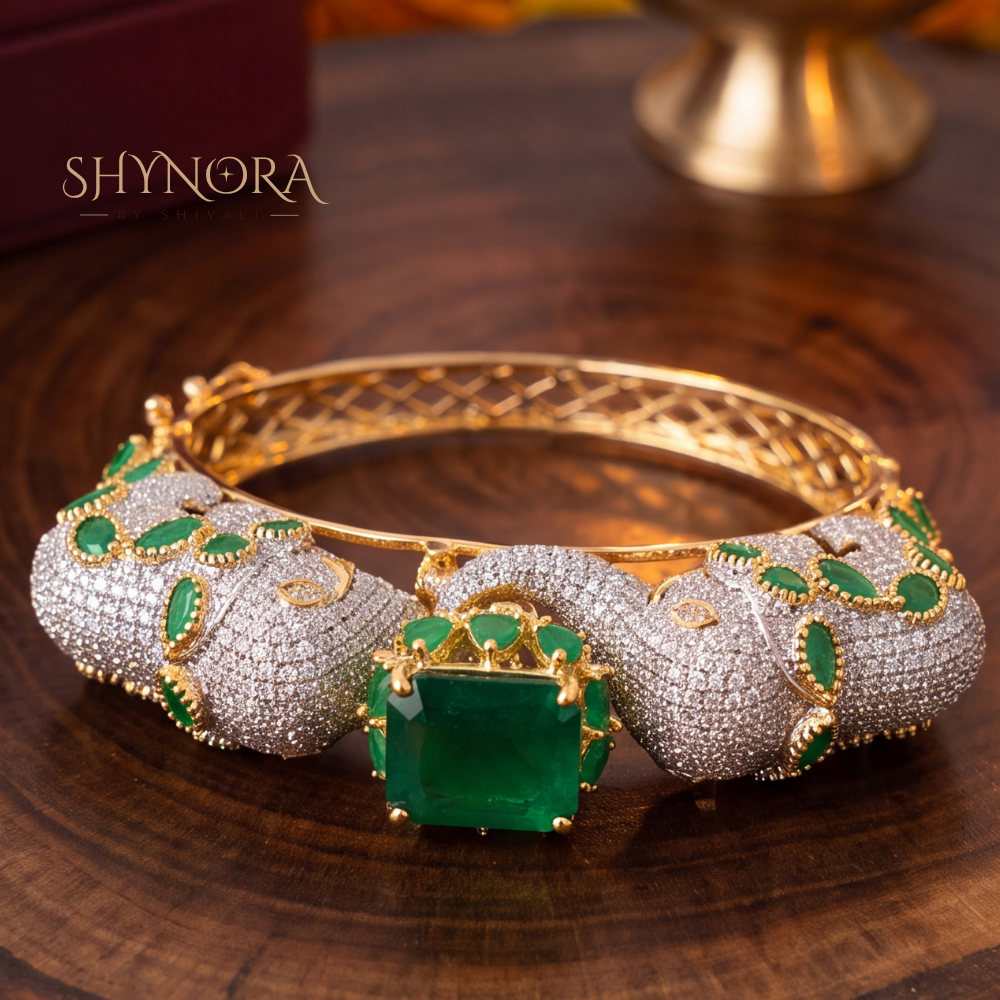 Emerald Snake Motif Kada – Shynora By Shivali