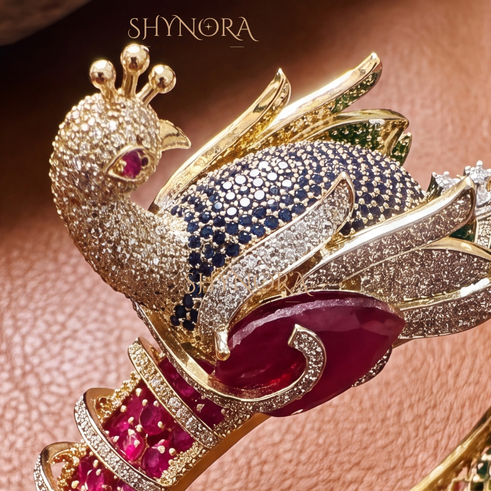 Peacock Enamel Meenakari Kada – Shynora By Shivali