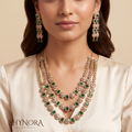 Emerald Three Layer Graduated Necklace Set – Shynora By Shivali