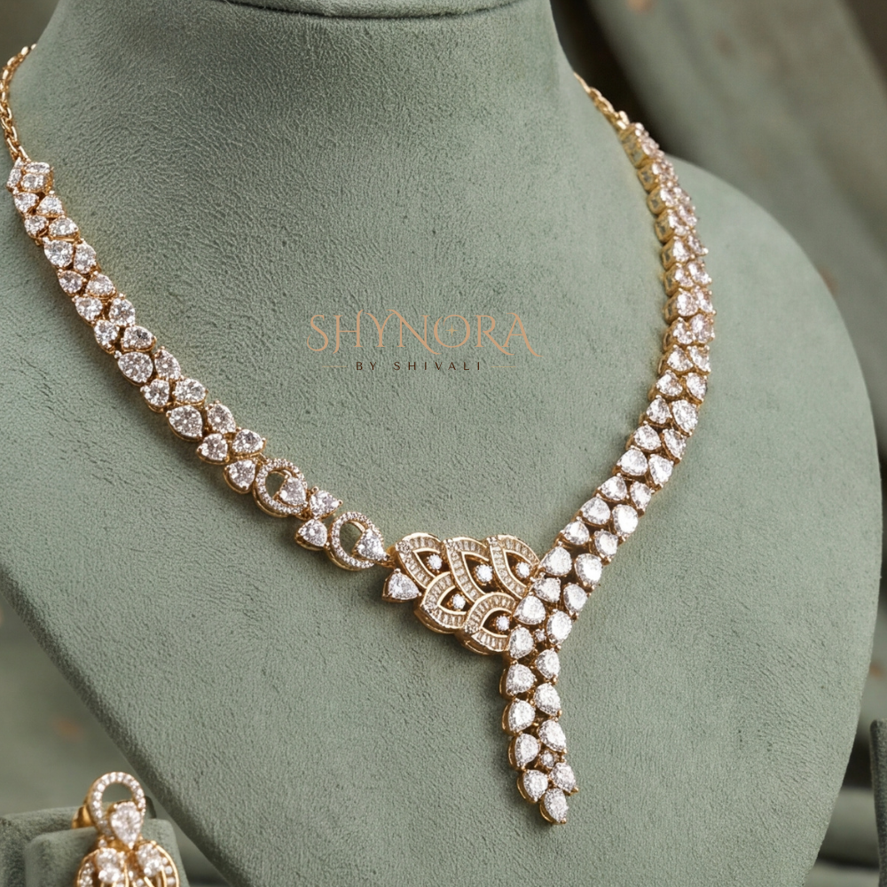 Scalloped Diamond Fan Necklace Set – Shynora By Shivali