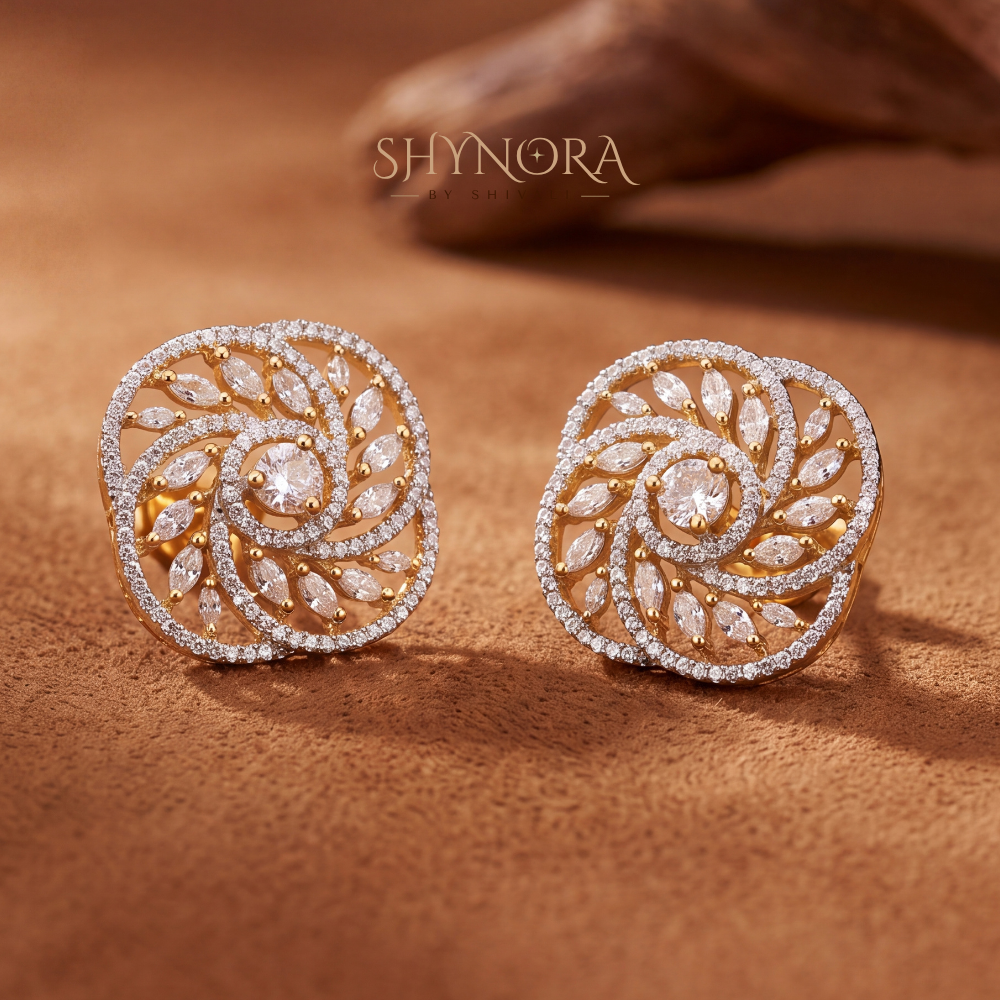 Square Swirl Leaf Stud Earrings – Shynora By Shivali