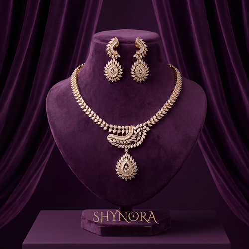 Diamond Drop Paisley Necklace Set – Shynora By Shivali