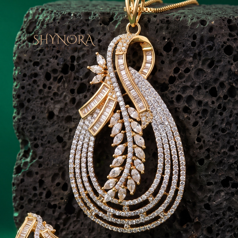 Emerald Wave Circular AD Pendant Set – Shynora By Shivali