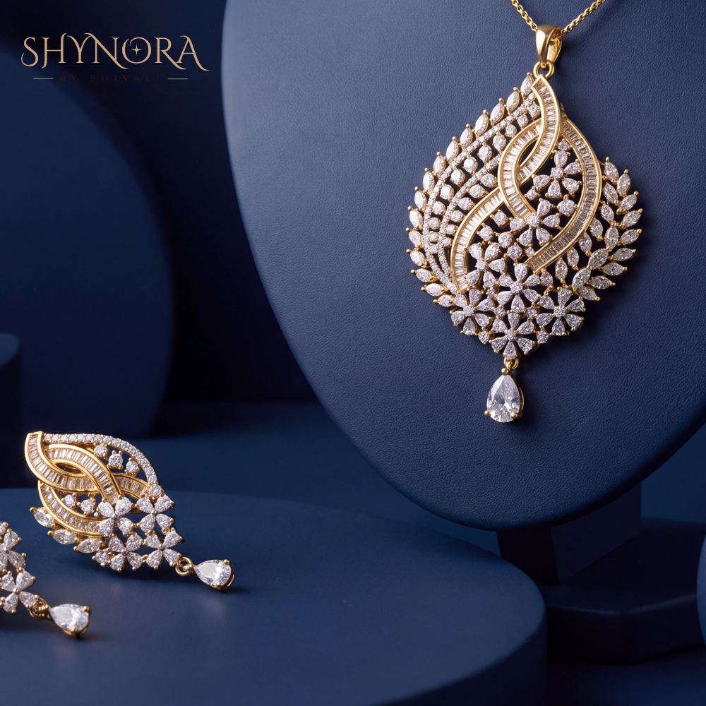 Leaf Drop Pendant Set – Shynora By Shivali