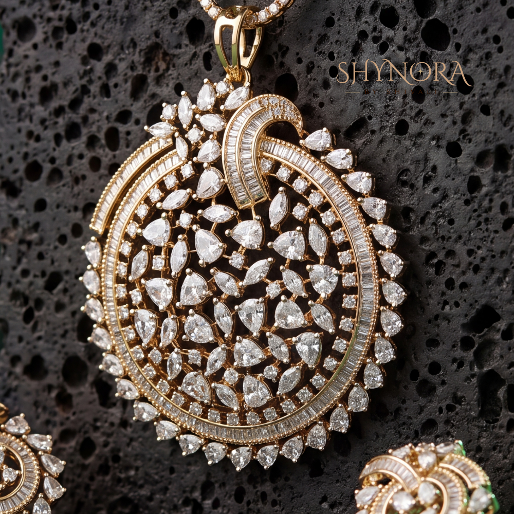 Round Paisley Drop AD Pendant Set – Shynora By Shivali