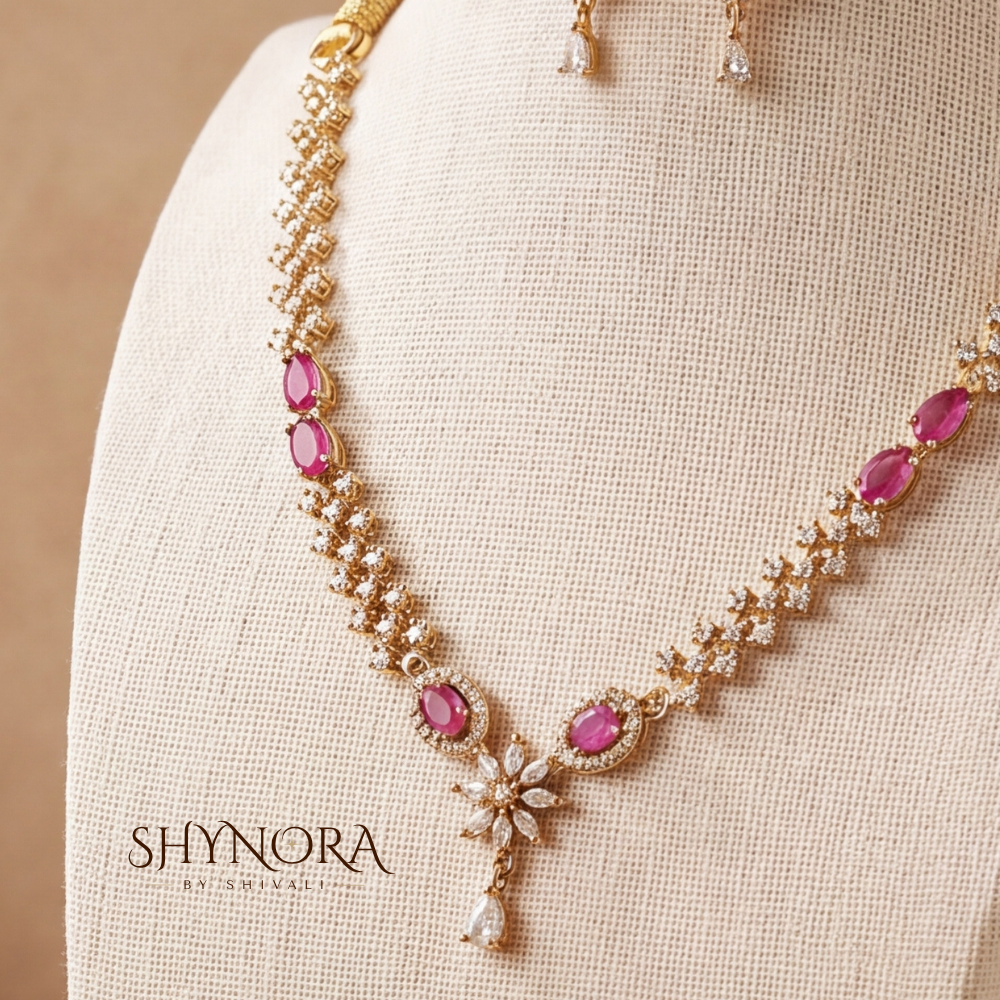 Ruby Diamond Lattice Necklace Set – Shynora By Shivali