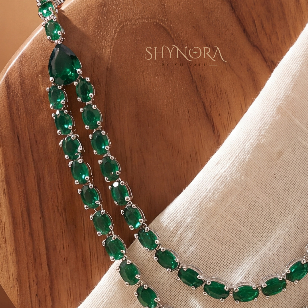 Emerald Two Layer Graduated Necklace Set Two – Shynora By Shivali