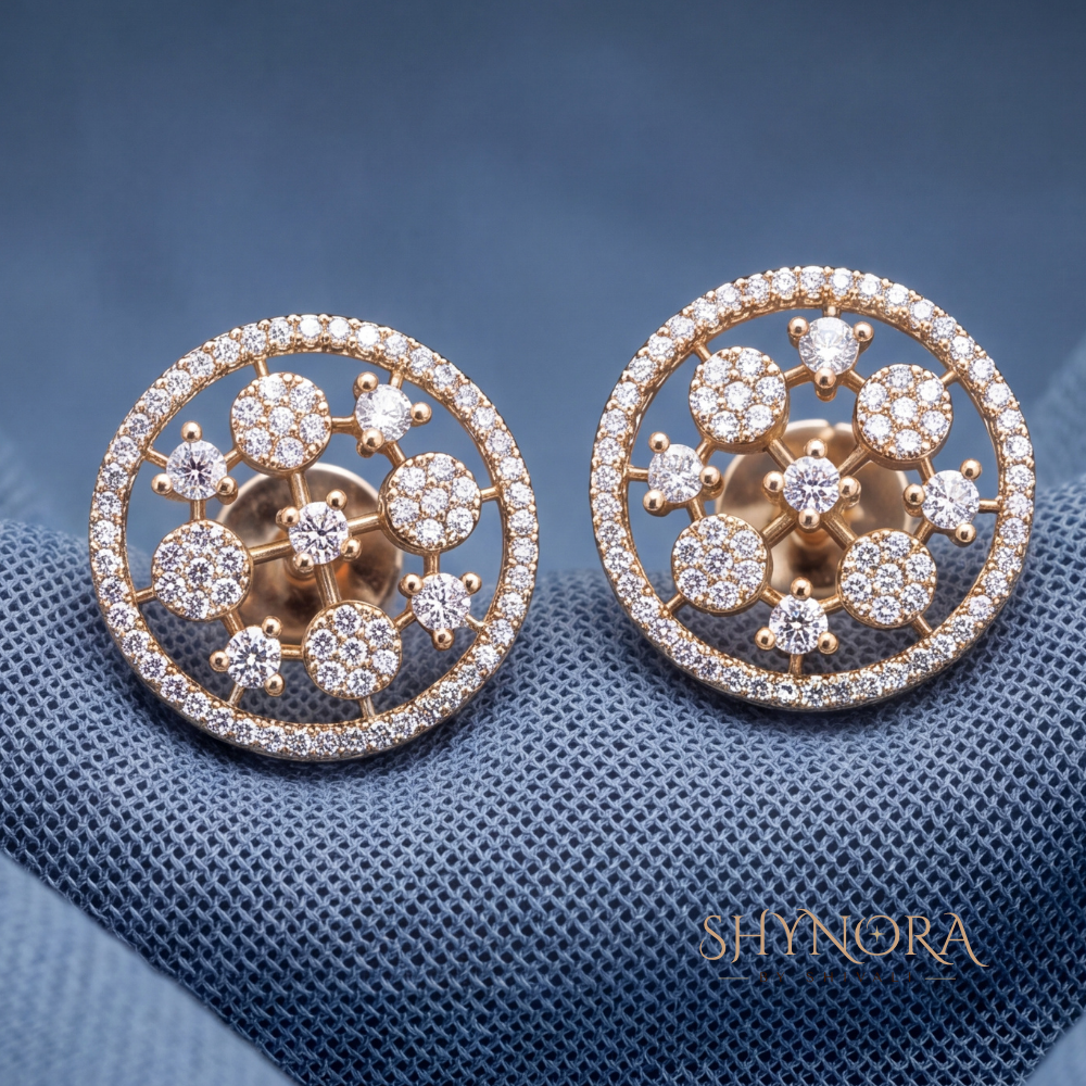Floral Sunburst Cluster Stud Earrings – Shynora By Shivali