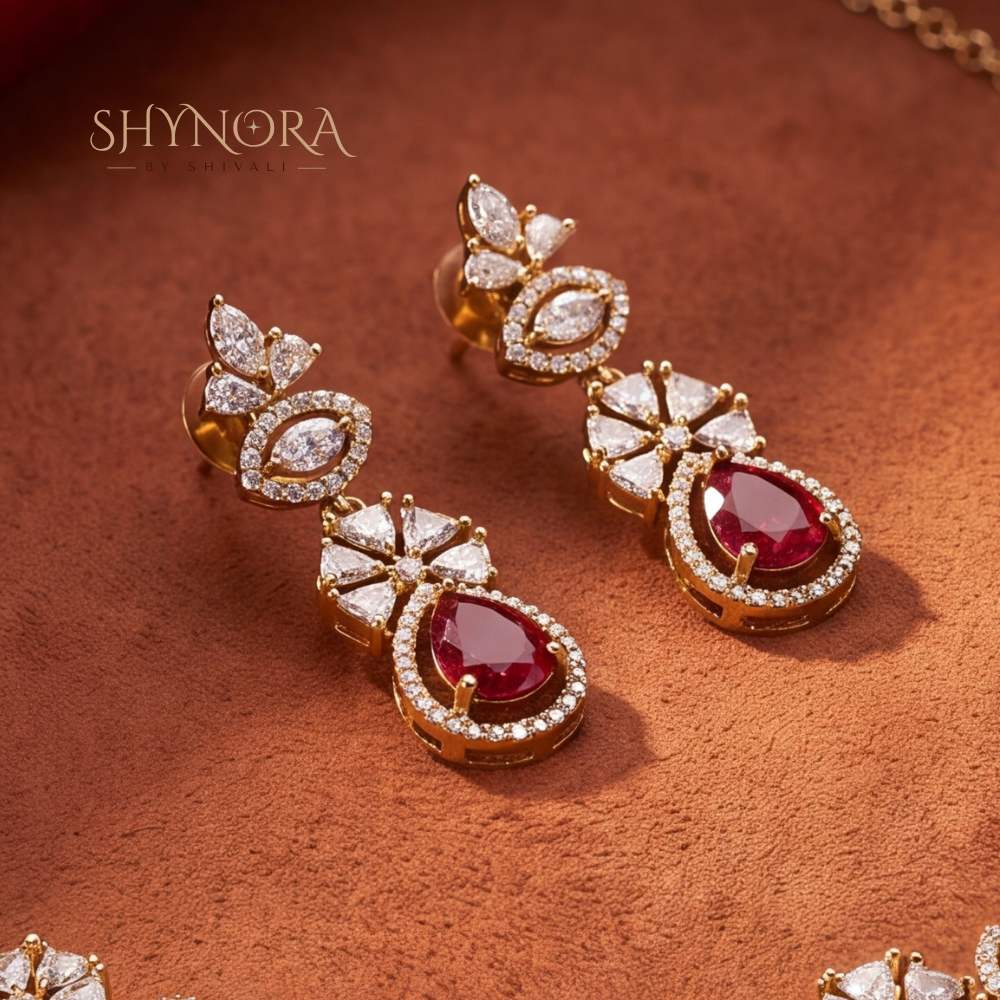 Multicolor Gemstone Floral Cross Necklace Set – Shynora By Shivali