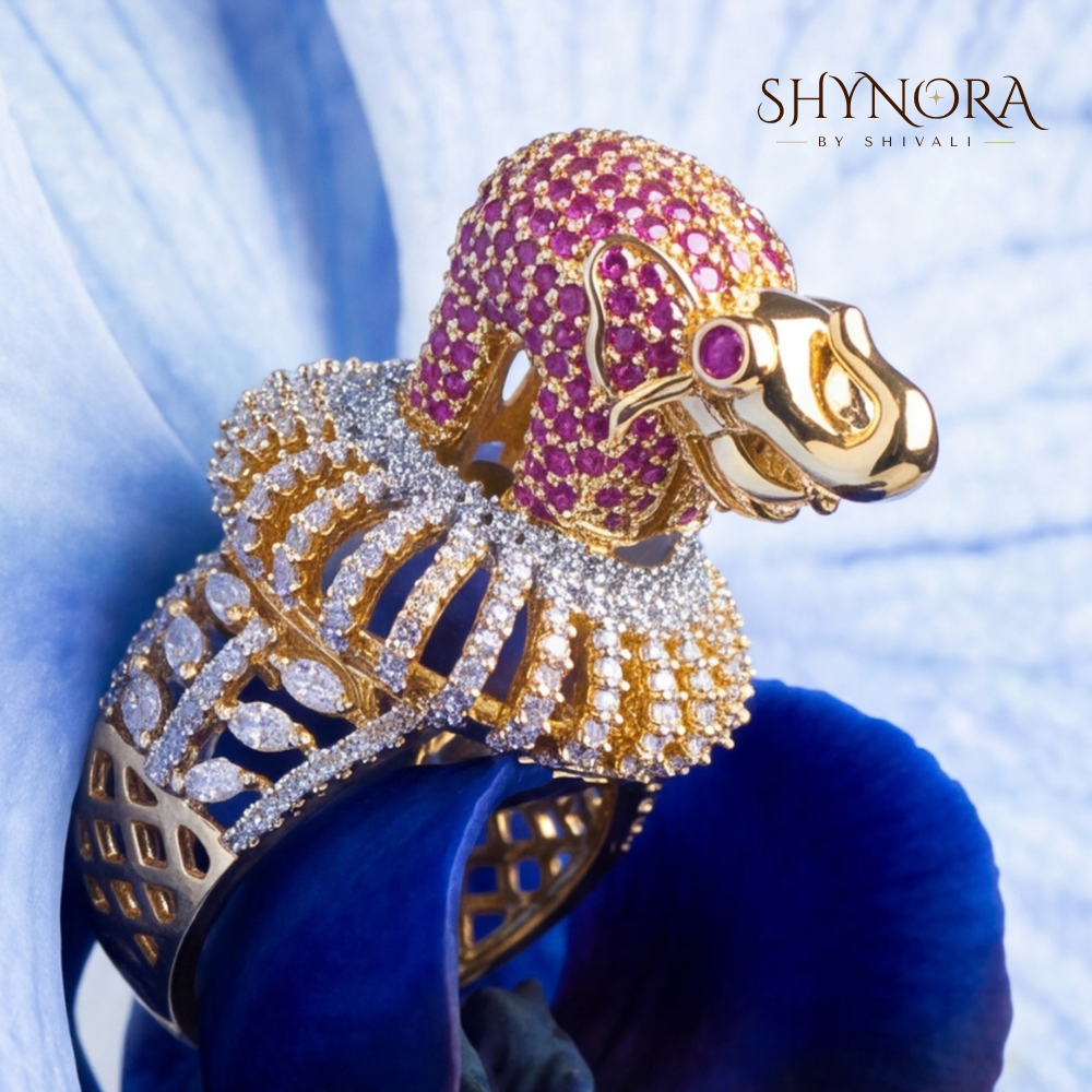 Ruby Ganesha Motif Adjustable Ring – Shynora By Shivali