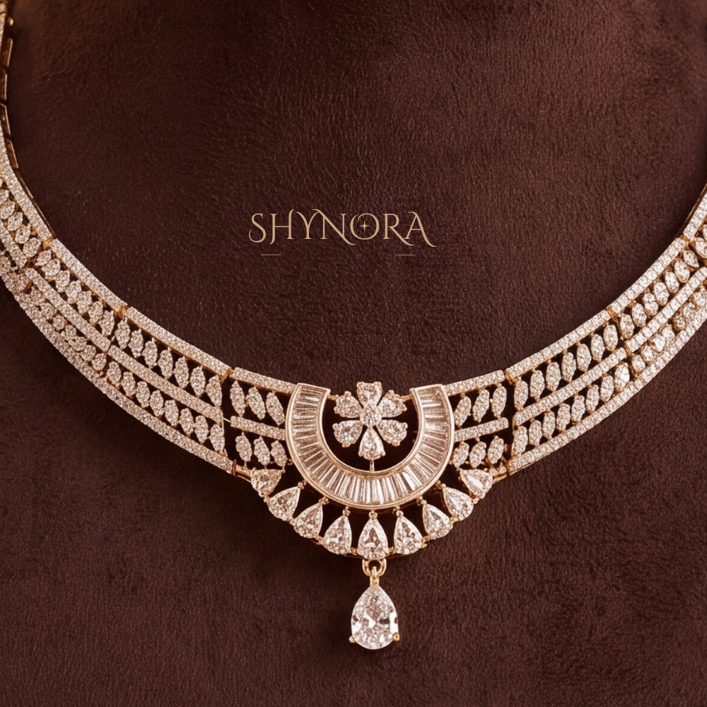 Halo Pendant Collar Necklace Set – Shynora By Shivali
