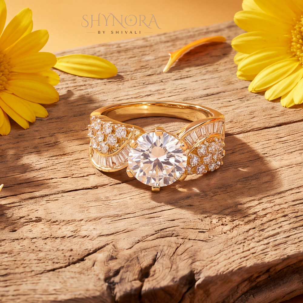 Leaf Cluster Round Centre Cocktail Ring – Shynora By Shivali