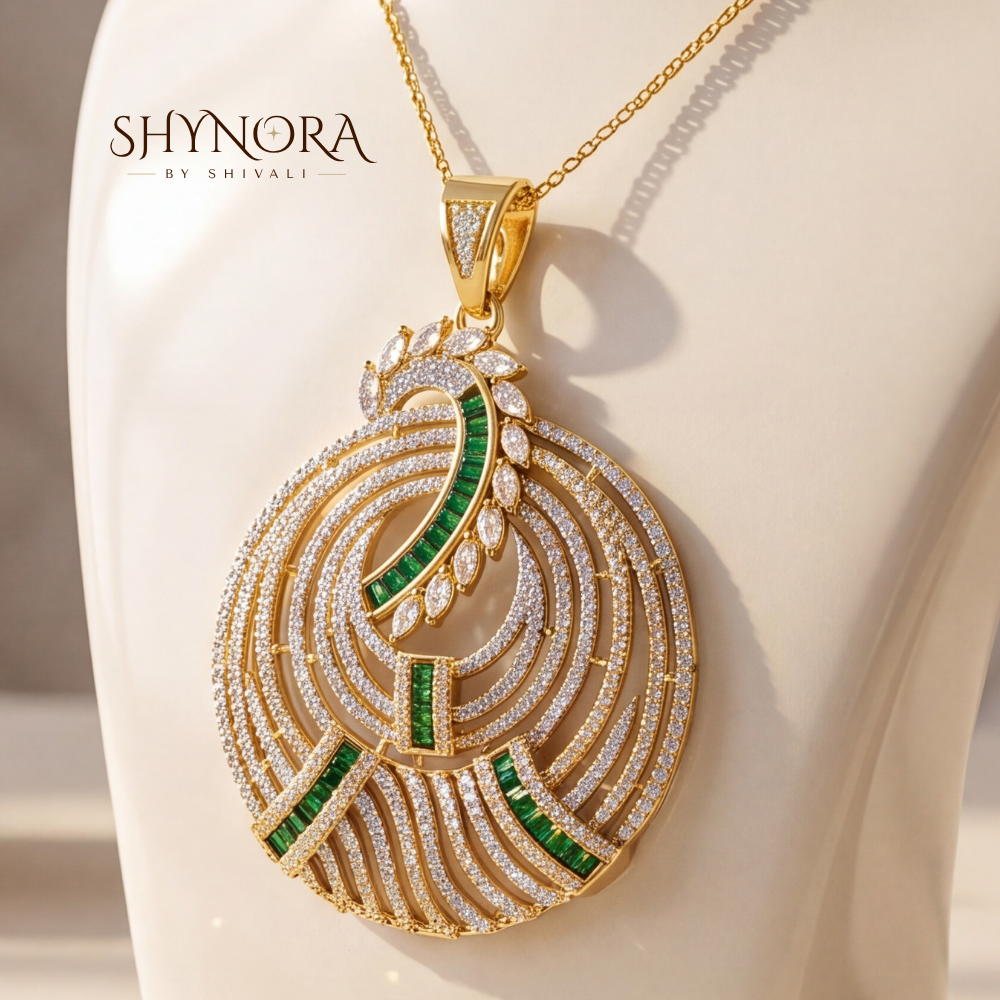 Heart Cutout Floral AD Pendant Set – Shynora By Shivali