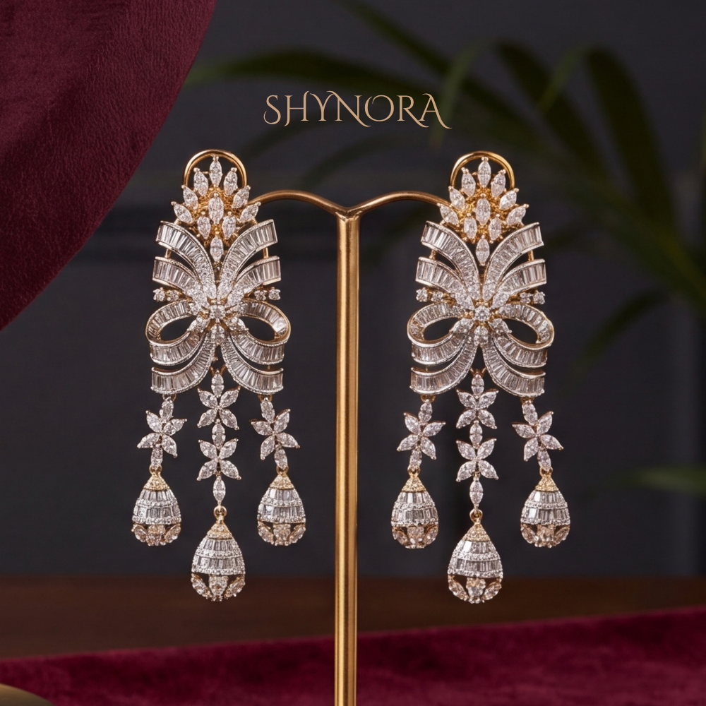 Diamond Bridal Fan Fringe Pendant Set – Shynora By Shivali