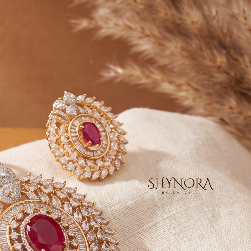 Ruby Leaf Halo AD Pendant Set – Shynora By Shivali