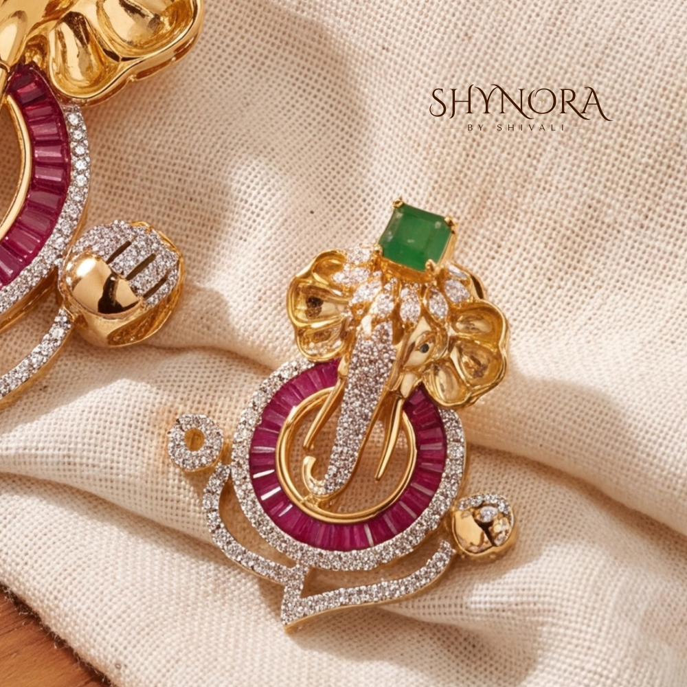 Multicolor Gemstone Ganesha Crown Pendant Set – Shynora By Shivali