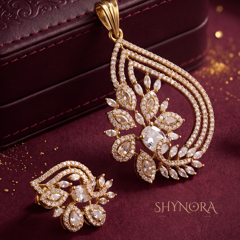 Paisley Leaf Pendant Set – Shynora By Shivali