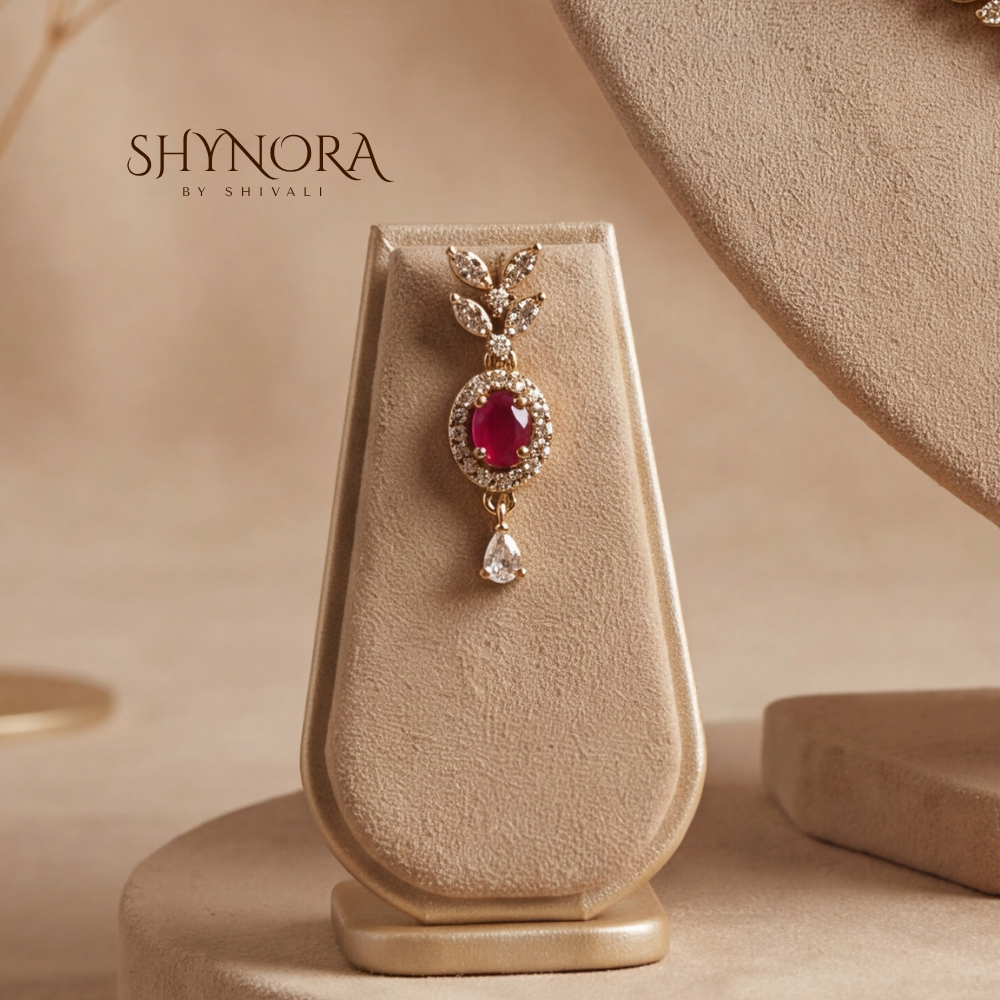 Ruby Gold Floral Cluster Pendant Necklace Set – Shynora By Shivali