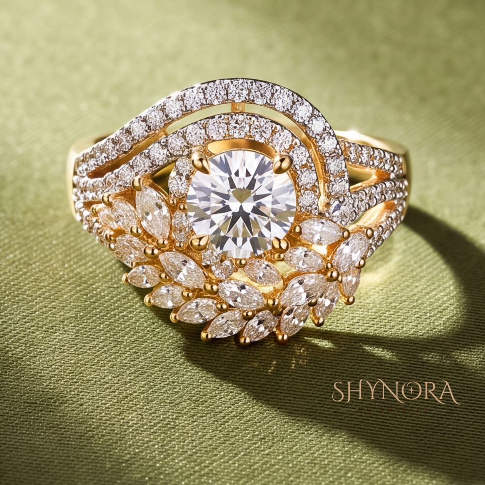 Heart Shield Cluster Cocktail Ring – Shynora By Shivali