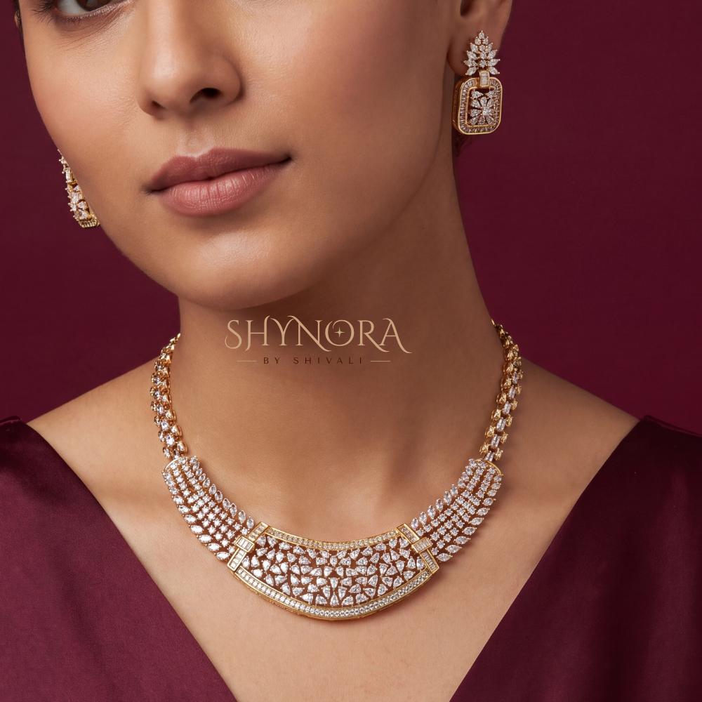 Box Chain Fan Pendant Necklace Set – Shynora By Shivali