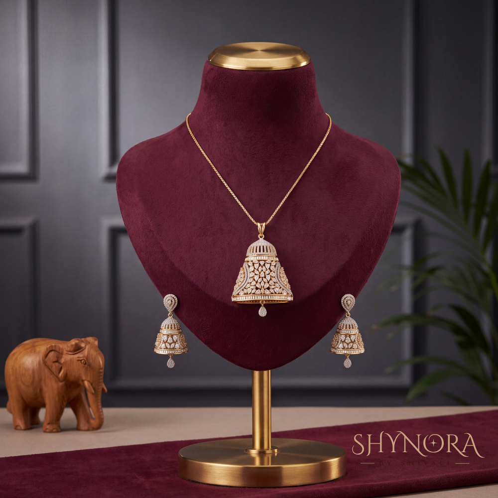 Tapered Cone AD Pendant Set – Shynora By Shivali