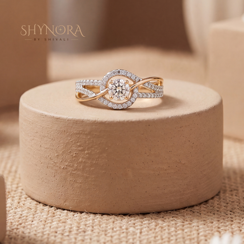 Round Halo Infinity Cocktail Ring – Shynora By Shivali