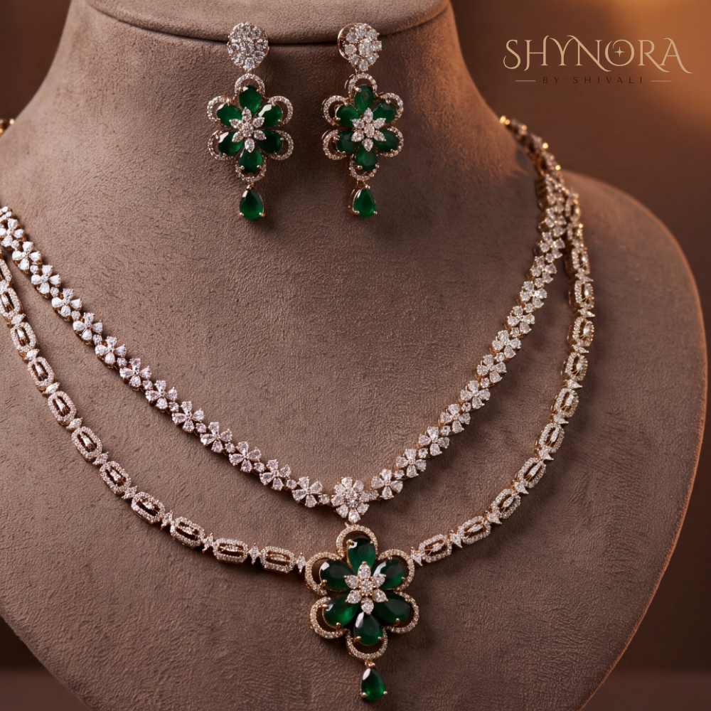 Double Strand Floral Drop Necklace Set – Shynora By Shivali