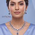 Sapphire Floral Leaf Pendant Necklace Set – Shynora By Shivali