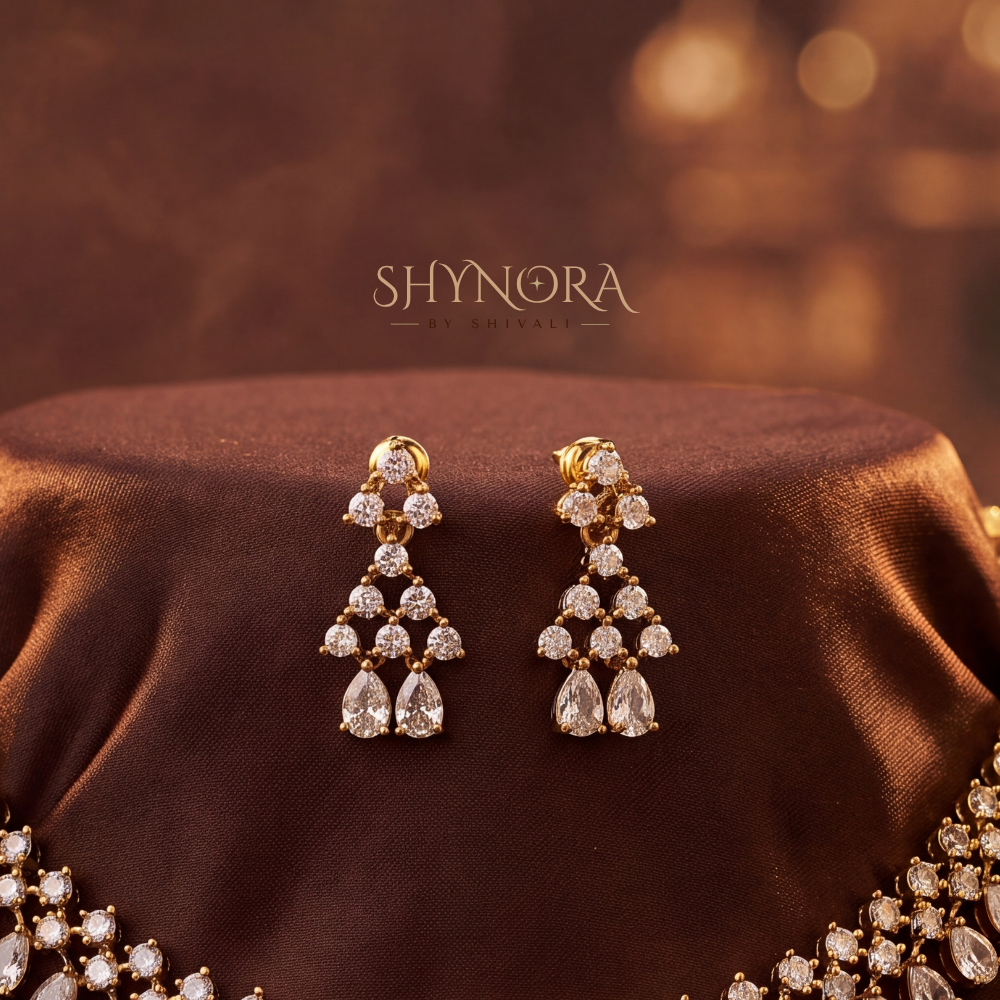 Crosshatch Pear Drop Choker Necklace Set – Shynora By Shivali