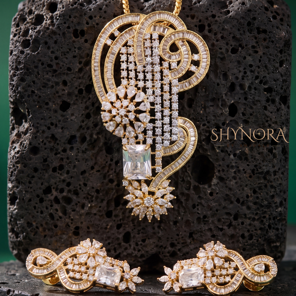 Ornate Swirl Cluster Pendant Set – Shynora By Shivali