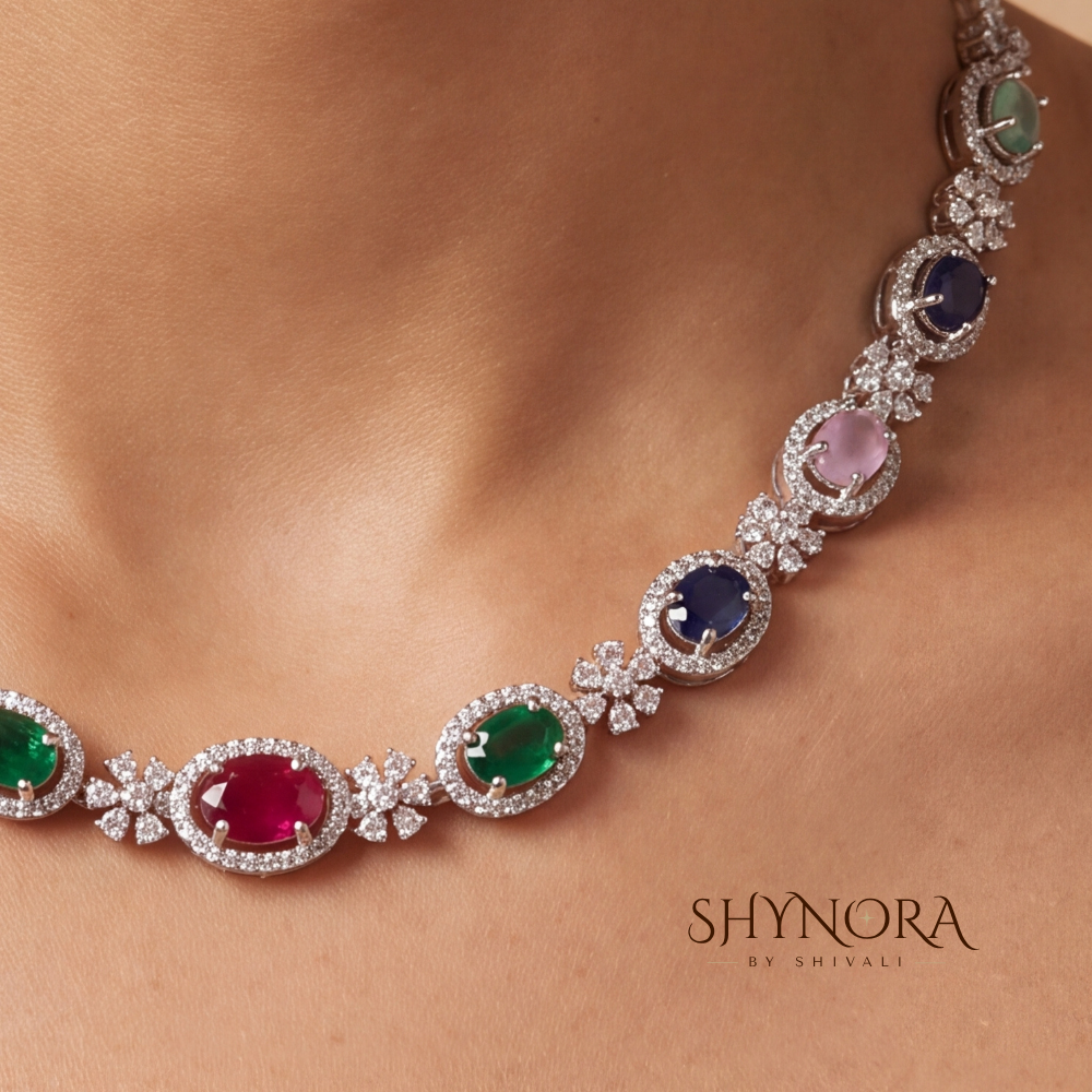 Multicolor Leaf Oval Pear Pendant Necklace Set – Shynora By Shivali