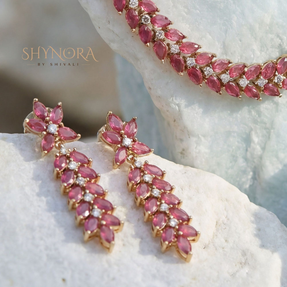 Ruby Leaf Vine Necklace Set – Shynora By Shivali