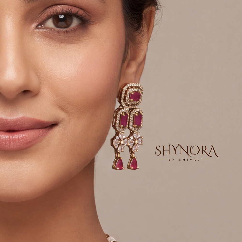 Ruby Baguette Two Layer Necklace Set – Shynora By Shivali