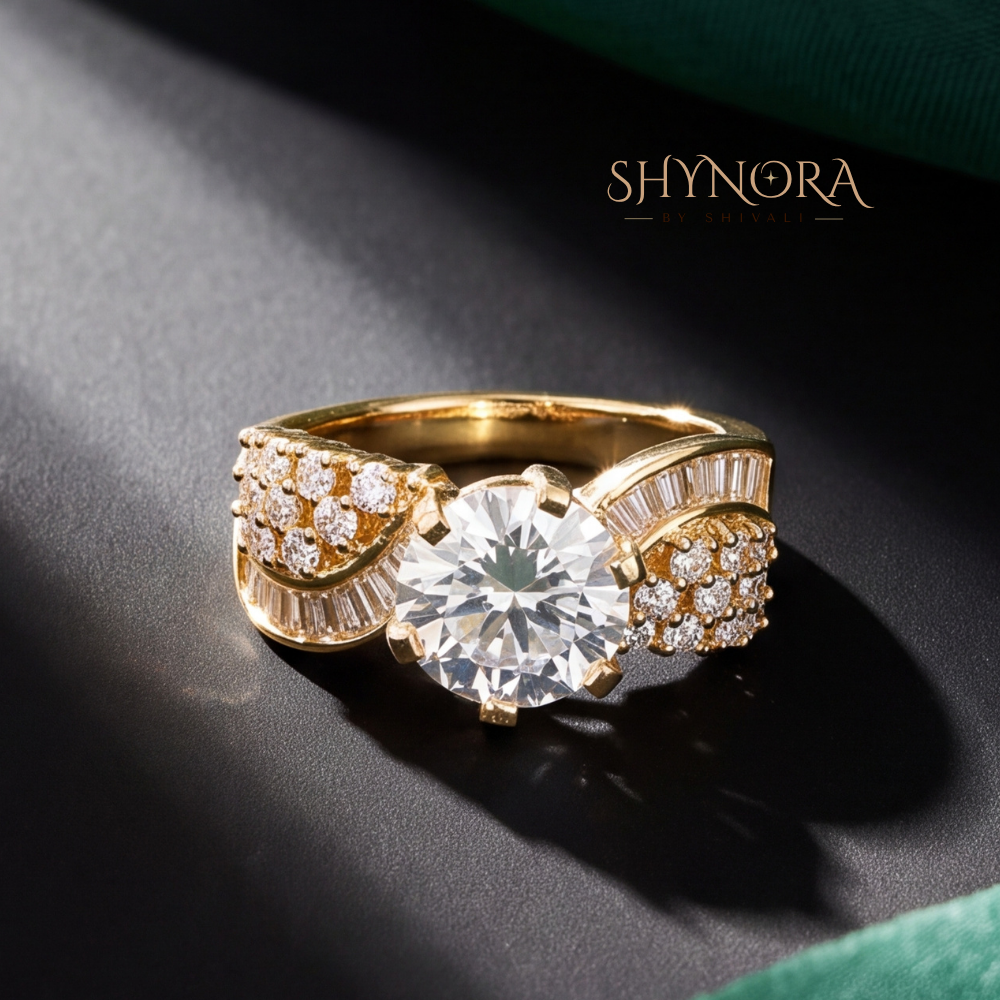 Leaf Cluster Round Centre Cocktail Ring – Shynora By Shivali