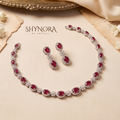 Ruby Oval Halo Necklace Set – Shynora By Shivali