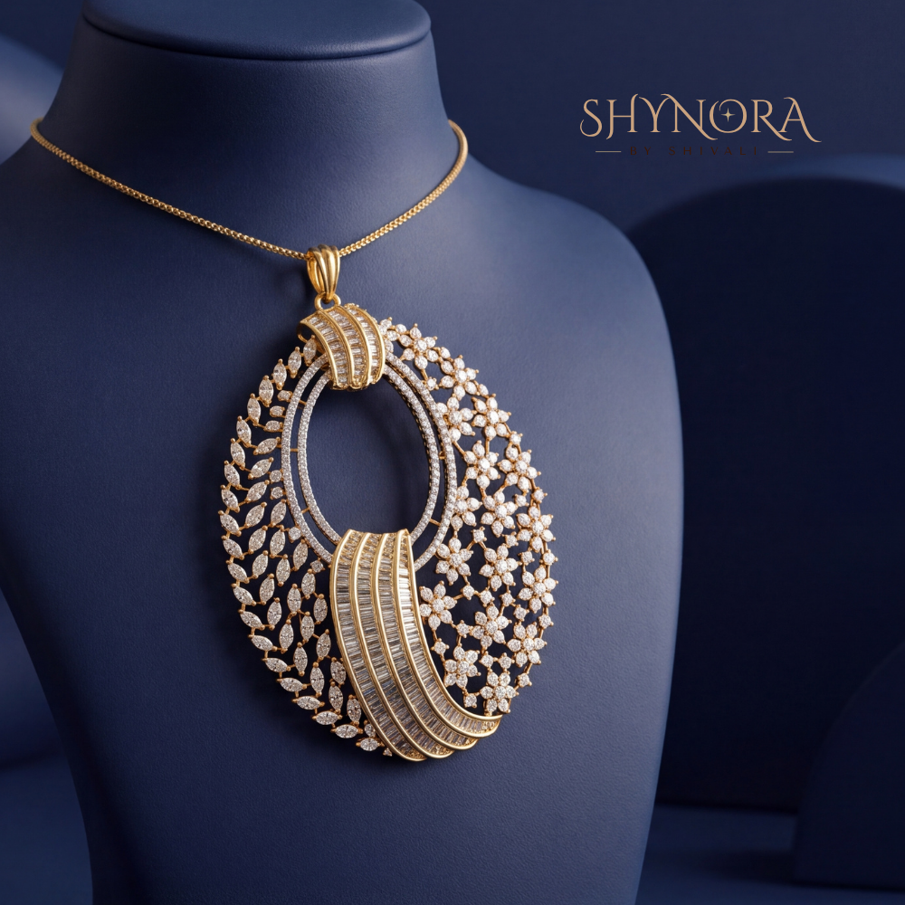 Peacock Feather Cluster Pendant Set – Shynora By Shivali