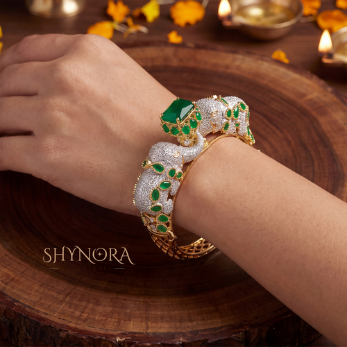 Emerald Elephant Motif Bracelet – Shynora By Shivali