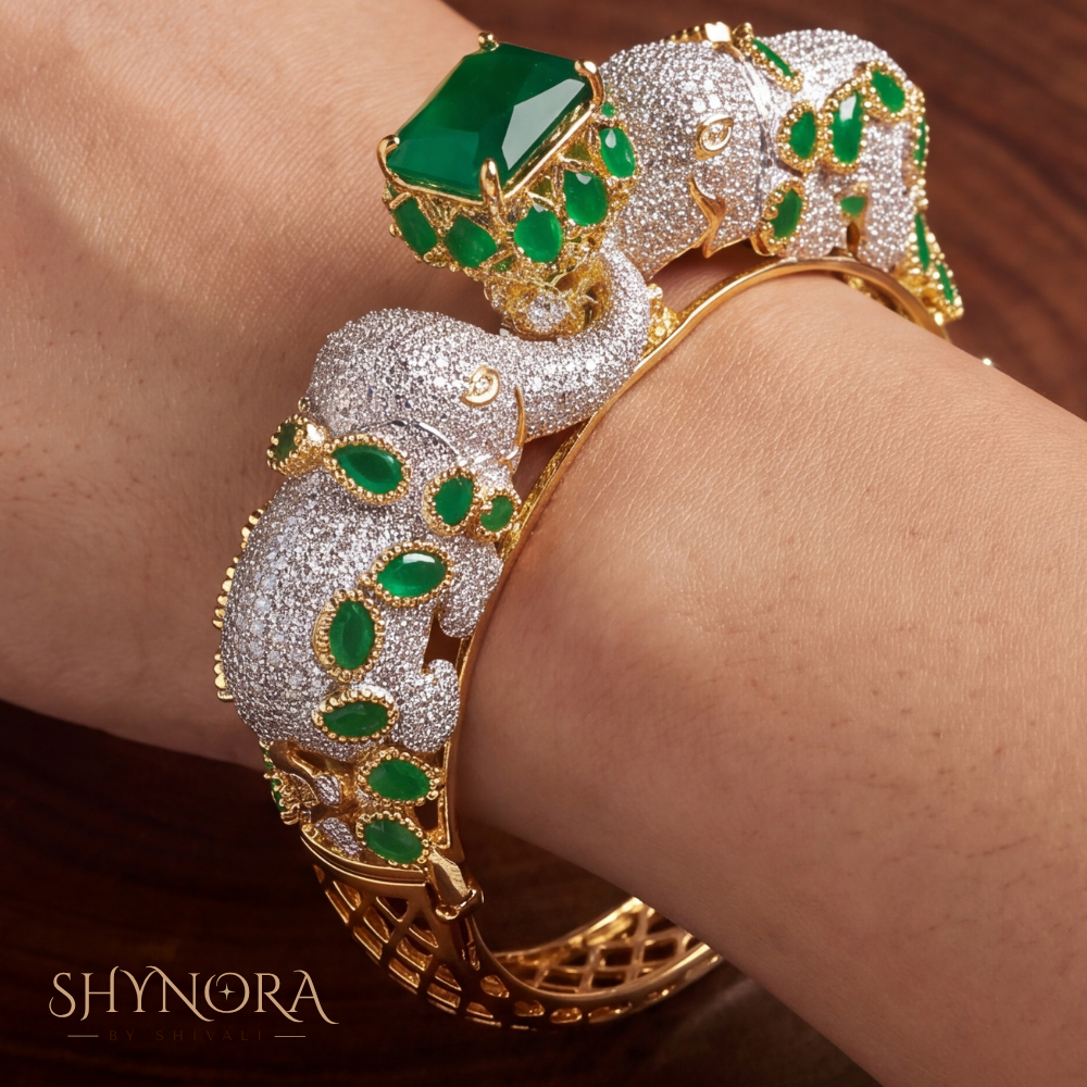 Emerald Snake Motif Kada – Shynora By Shivali