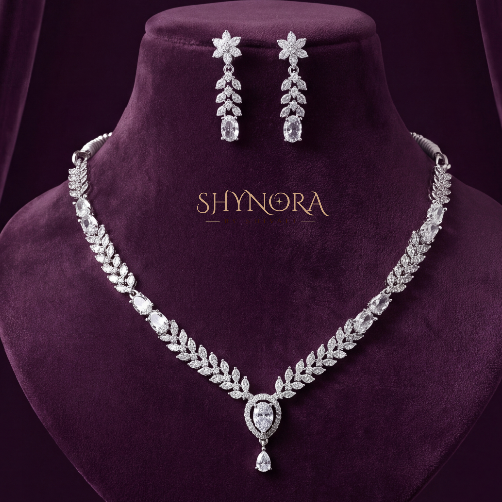 Leaf Vine Pear Drop Necklace Set – Shynora By Shivali
