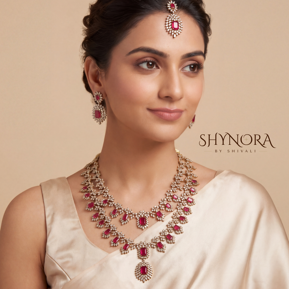 Ruby Three Layer Beaded Necklace Set – Shynora By Shivali