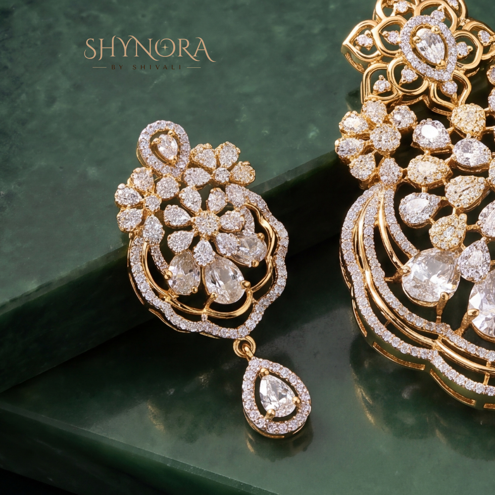 Scalloped Floral Cluster Pendant Set – Shynora By Shivali