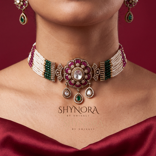 Multi-Strand Pearl Choker Necklace Set – Shynora By Shivali